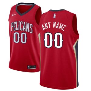 2019-20 New Orleans Pelicans Custom Swingman Red Statement Edition Basketball Jersey Black 54652