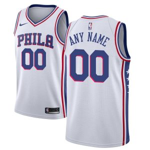 2019-20 Philadelphia 76ers Custom Swingman White Association Basketball Jersey Black 54749