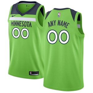 2019-20 Timberwolves Custom Swingman Neon Green Statement Edition Basketball Jersey Grey 54598