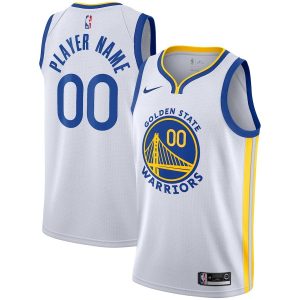 2019-20 Warriors Custom Swingman White Association Basketball Jersey Black 54392