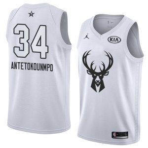 Basketball Jersey 2018 All-Star Bucks Giannis Antetokounmpo #34 White Swingman Jersey 63775