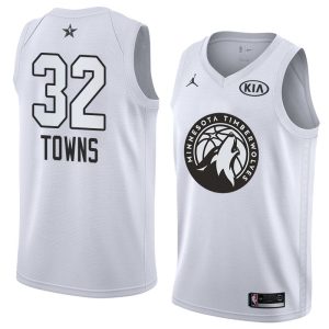 Basketball Jersey 2018 All-Star Timberwolves Karl-Anthony Towns #32 White Swingman Jersey 63808