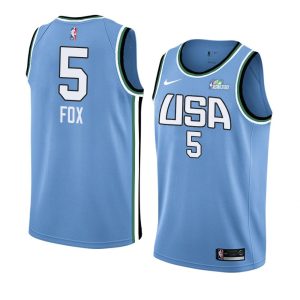 2019 Team World De'Aaron Fox #5 NBA Rising Star Blue Swingman Basketball Jersey 63357