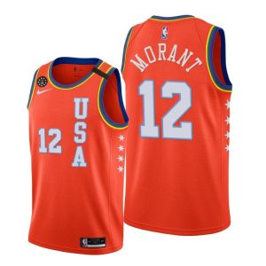 2020 Grizzlies Ja Morant #12 NBA Rising Star USA Team Orange Basketball Jersey 63284