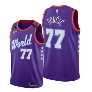 Basketball Jersey 2020 Mavericks Luka Doncic #77 NBA Rising Star World Team Purple Jersey 63148