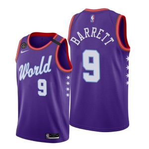 2020 New York Knicks RJ Barrett #9 NBA Rising Star World Team Purple Basketball Jersey White 63235