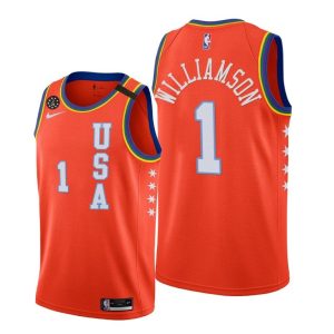 2020 Pelicans Zion Williamson #1 NBA Rising Star USA Team Orange Basketball Jersey 63308