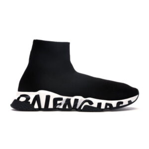 Balenciaga Speed Trainer Graffiti Sneakers – Black White Blue 605972W05GE1015