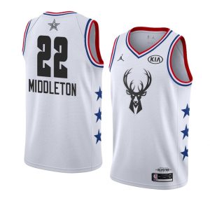 Basketball Jersey 2019 NBA All-Star Bucks Khris Middleton #22 White Swingman Jersey White 64653