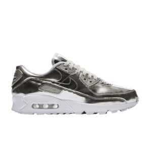 Wmns Nike Air Max 90 Metallic Pack Chrome Sneakers CQ6639 001