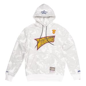 Aape x Mitchell & Ness Golden State Warriors Hoodie White White AAPSWM9377XXE