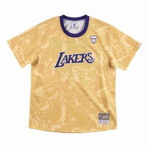 Aape x Mitchell & Ness Los Angeles Lakers BP Jersey Gold T-Shirt AAPTEM9366XXE