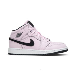 Air Jordan 1 Mid GS Pink Foam Sneakers Black 555112 601