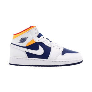 Air Jordan 1 Mid GS White Deep Royal Blue 554725 131