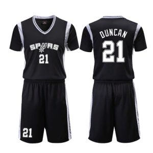 San Antonio Spurs Black 21 Duncan Uniform Red 112376