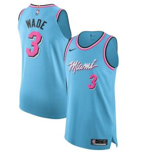 2019-20 Dwyane Wade Miami Heat Nike Authentic Jersey Blue City Edition Basketball Jersey 125521