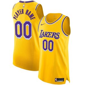 2019-20 Los Angeles Lakers Nike Custom Authentic Jersey Yellow Icon Edition Basketball Jersey Black 125543