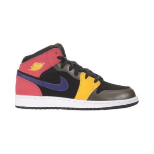 Air Jordan 1 Mid GS Multi-Color Sneakers Black 555112 016