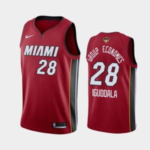 Basketball Jersey 2020 NBA Finals Bound Miami Heat Andre Iguodala #28 Red Group Economics Statement White 130375