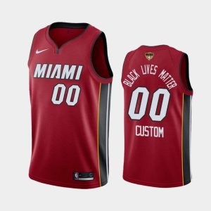 2020 NBA Finals Bound Miami Heat Custom Basketball Jersey #00 Red BLM Statement Yellow 130391