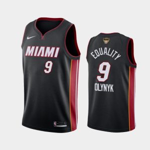 Basketball Jersey 2020 NBA Finals Bound Miami Heat Kelly Olynyk #9 Black Equality Icon Grey 130409