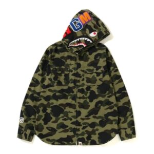 BAPE 1st Camo Shark Hoodie Zip Up Shirt Green 154817