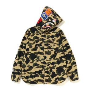 BAPE 1st Camo Shark Hoodie Zip Up Shirt Yellow 154724