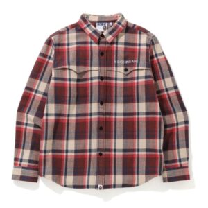 BAPE Check Flannel Shirt Red Black 153585