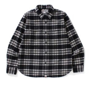 BAPE College Flannel Shirt Black White 154796