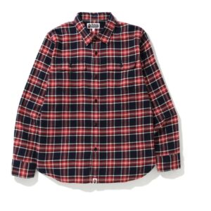 BAPE Shark Flannel Check Shirt FW19 Red 154612