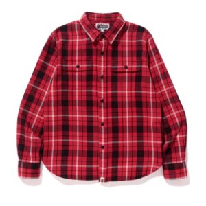 BAPE Shark Flannel Check Shirt Red 154533