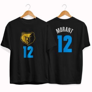 T-shirt Memphis Grizzlies 12 Ja Morant black tee by slamdunk Black 152400