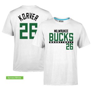 Milwaukee Bucks 26 Kyle Korver T-Shirt. Tee by Slamdunk Red 150952