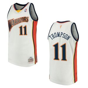 Basketball Jersey 2009-10 Warriors #11 Klay Thompson Hardwood Classics Swingman White Jersey Green 163081