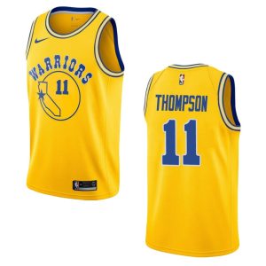 Basketball Jersey 2018-19 Warriors #11 Klay Thompson Hardwood Classics Swingman Gold Jersey Brown 162953