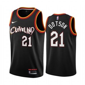 2020-21 Cleveland Cavaliers Basketball Jersey #21 Damyean Dotson City Edition Black Swingman Jersey 165705