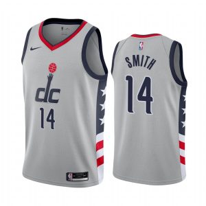 2020-21 Washington Wizards Basketball Jersey #14 Ish Smith City Edition Gray Swingman Jersey Black 168393