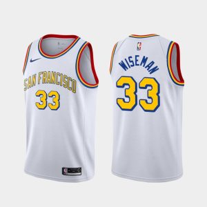 Basketball Jersey 2020-21 Warriors #33 James Wiseman Hardwood Classics Swingman White Jersey Cream 165560