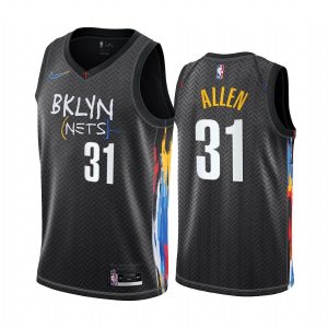 2020-21 Brooklyn Nets Basketball Jersey #31 Jarrett Allen City Edition Black Swingman Jersey 167168