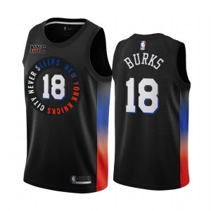 Basketball Jersey 2020-21 New York Knicks #18 Alec Burks City Edition Black Swingman Jersey Brown 168531