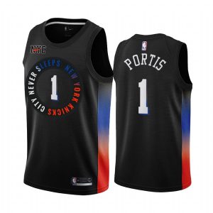 Basketball Jersey 2020-21 New York Knicks #1 Bobby Portis City Edition Black Swingman Jersey Violet 168555