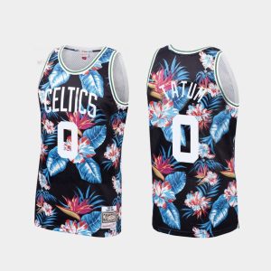 Boston Celtics #0 Jayson Tatum Floral Fashion Black Swingman Jersey 165665