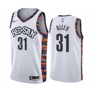 Basketball Jersey 2019-20 Brooklyn Nets #31 Jarrett Allen City Edition White Swingman Jersey Green 167445