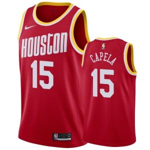 Basketball Jersey 2019-20 Houston Rockets #15 Clint Capela Classic Edition Red Swingman Jersey Cream 166370