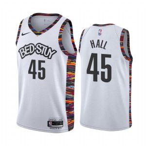 2020-21 Brooklyn Nets Basketball Jersey #45 Donta Hall City Edition White Swingman Jersey 167281