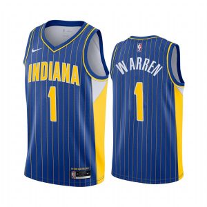 2020-21 Indiana Pacers #1 T.J. Basketball Jersey Warren City Edition Blue Swingman Jersey 165870