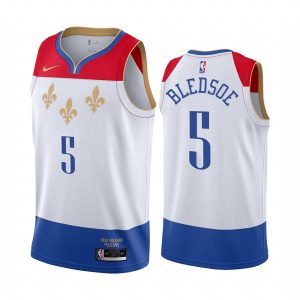 2020-21 New Orleans Pelicans #5 Eric Bledsoe City Edition White Swingman Jersey Basketball Jersey Blue 166950