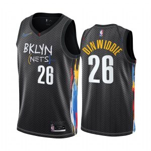 2020-21 Brooklyn Nets Basketball Jersey #26 Spencer Dinwiddie City Edition Black Swingman Jersey Black 167184