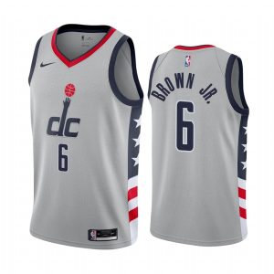 2020-21 Washington Wizards #6 Troy Brown Jr. Basketball Jersey City Edition Gray Swingman Jersey Black 168417