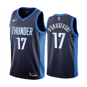 Basketball Jersey 2020-21 Oklahoma City Thunder #17 Aleksej Pokusevski Earned Edition Navy Swingman Jersey 171200